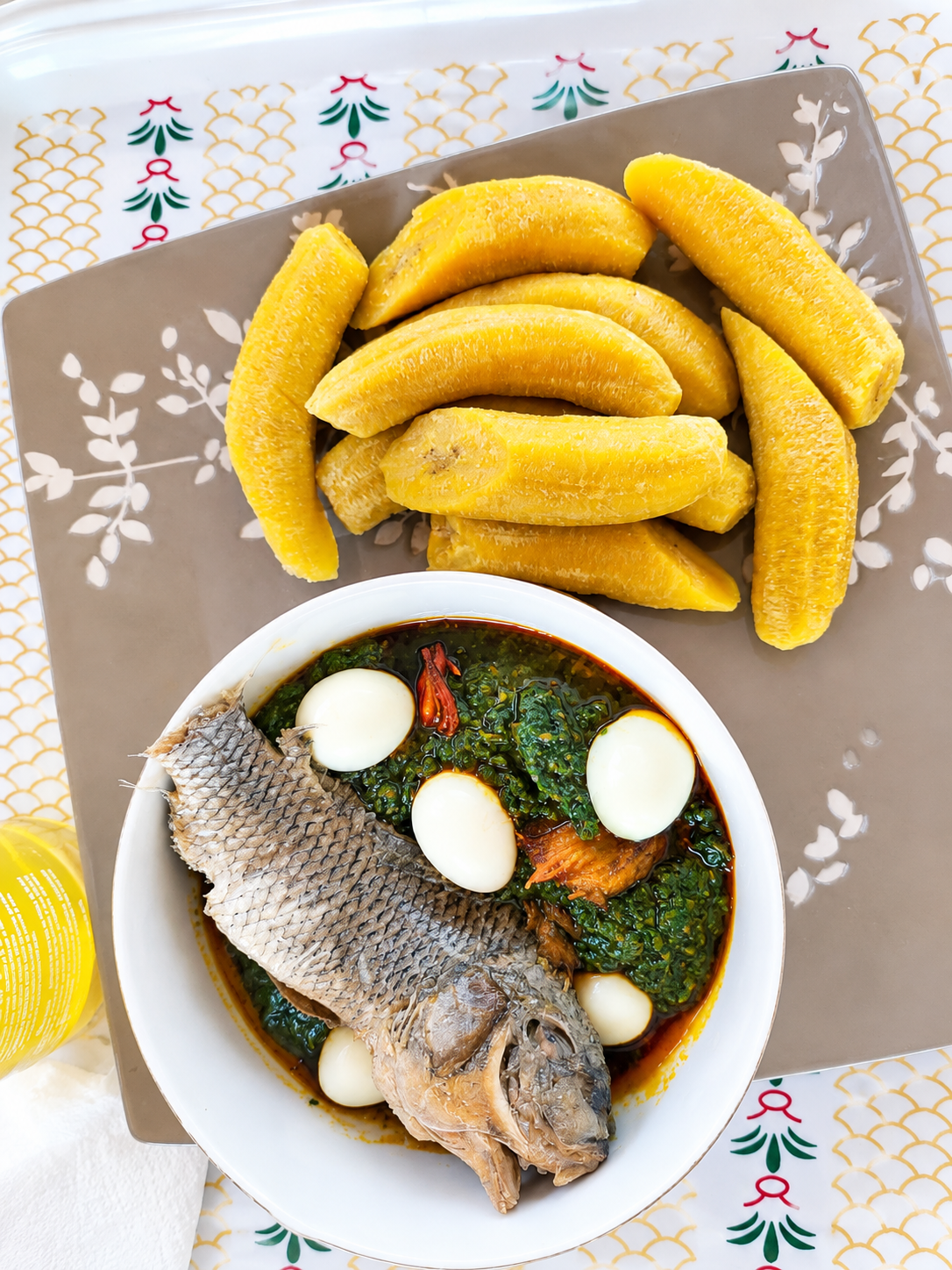 Plantains and fish stew at Tetra Jungle Hotel